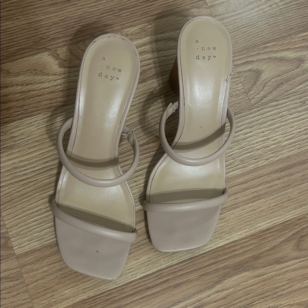 A New Day Women's Beige Heeled Mules